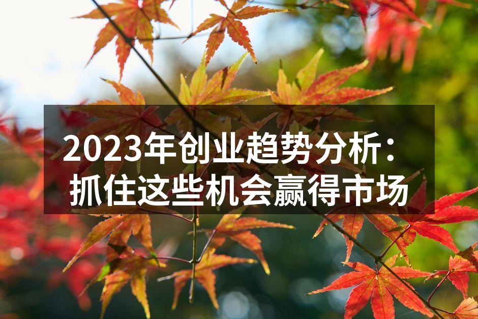 2023年创业趋势分析：抓住这些机会赢得市场